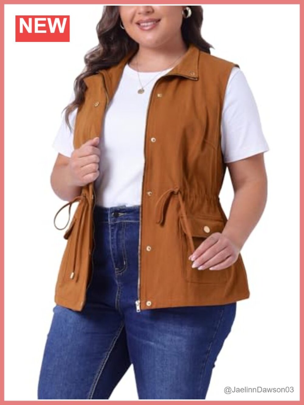 Plus Size Sleeveless Anorak Cargo Vest Lightweight Utility Zipper